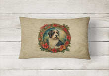 Load image into Gallery viewer, Bearded Collie Christmas Flowers Throw Pillow