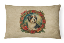 Load image into Gallery viewer, Bearded Collie Christmas Flowers Throw Pillow