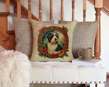 Load image into Gallery viewer, Bearded Collie Christmas Flowers Throw Pillow - 14x14 Decorative Pillow – Art for Your Home &amp; Patio