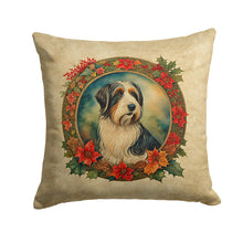 Load image into Gallery viewer, Bearded Collie Christmas Flowers Throw Pillow - 14x14 Decorative Pillow – Art for Your Home &amp; Patio
