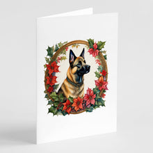 Load image into Gallery viewer, Belgian Malinois Christmas Flowers Greeting Cards - Blank Note Cards – 8-Pack of Artist-Designed Cards with Envelopes