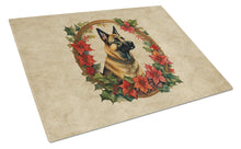Load image into Gallery viewer, Belgian Malinois Christmas Flowers Glass Cutting Boards – Durable, Decorative Kitchen Art