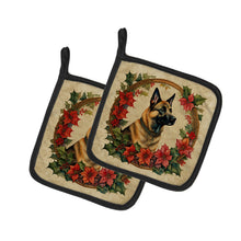 Load image into Gallery viewer, Belgian Malinois Christmas Flowers Pot Holders - Set of 2 Decorative Kitchen Helpers | Made in the USA