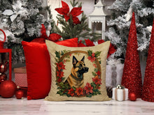 Load image into Gallery viewer, Belgian Malinois Christmas Flowers Throw Pillow