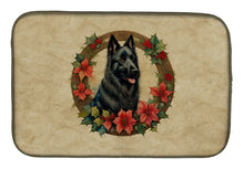 Load image into Gallery viewer, Belgian Sheepdog Christmas Flowers Dish Drying Mat