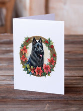 Load image into Gallery viewer, Belgian Sheepdog Christmas Flowers Greeting Cards - Blank Note Cards – 8-Pack of Artist-Designed Cards with Envelopes