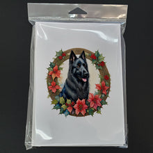 Load image into Gallery viewer, Belgian Sheepdog Christmas Flowers Greeting Cards - Blank Note Cards – 8-Pack of Artist-Designed Cards with Envelopes