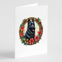 Load image into Gallery viewer, Belgian Sheepdog Christmas Flowers Greeting Cards - Blank Note Cards – 8-Pack of Artist-Designed Cards with Envelopes