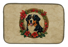 Load image into Gallery viewer, Bernese Mountain Dog Christmas Flowers Dish Drying Mat