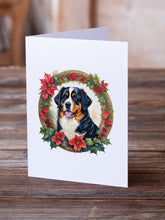 Load image into Gallery viewer, Bernese Mountain Dog Christmas Flowers Greeting Cards - Blank Note Cards – 8-Pack of Artist-Designed Cards with Envelopes