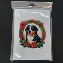 Load image into Gallery viewer, Bernese Mountain Dog Christmas Flowers Greeting Cards - Blank Note Cards – 8-Pack of Artist-Designed Cards with Envelopes