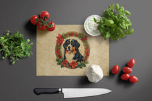 Load image into Gallery viewer, Bernese Mountain Dog Christmas Flowers Glass Cutting Boards – Durable, Decorative Kitchen Art