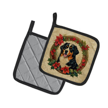 Load image into Gallery viewer, Bernese Mountain Dog Christmas Flowers Pot Holders - Set of 2 Decorative Kitchen Helpers | Made in the USA