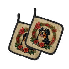 Load image into Gallery viewer, Bernese Mountain Dog Christmas Flowers Pot Holders - Set of 2 Decorative Kitchen Helpers | Made in the USA