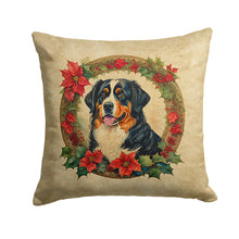 Load image into Gallery viewer, Bernese Mountain Dog Christmas Flowers Throw Pillow