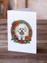 Load image into Gallery viewer, Bichon Frise Christmas Flowers Greeting Cards - Blank Note Cards – 8-Pack of Artist-Designed Cards with Envelopes