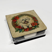 Load image into Gallery viewer, Bichon Frise Christmas Flowers PU Leather Note Paper Holder