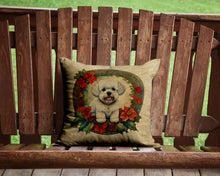 Load image into Gallery viewer, Bichon Frise Christmas Flowers Throw Pillow - 14x14 Decorative Pillow – Art for Your Home &amp; Patio