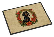 Load image into Gallery viewer, Black and Tan Coonhound Christmas Flowers Doormat-24x36 Indoor / Outdoor Rug | Made in USA
