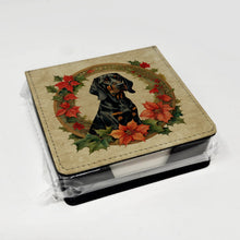 Load image into Gallery viewer, Black and Tan Coonhound Christmas Flowers PU Leather Note Paper Holder