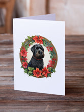 Load image into Gallery viewer, Black Russian Terrier Christmas Flowers Greeting Cards - Blank Note Cards – 8-Pack of Artist-Designed Cards with Envelopes