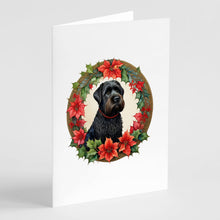 Load image into Gallery viewer, Black Russian Terrier Christmas Flowers Greeting Cards - Blank Note Cards – 8-Pack of Artist-Designed Cards with Envelopes