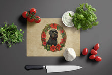 Load image into Gallery viewer, Black Russian Terrier Christmas Flowers Glass Cutting Boards – Durable, Decorative Kitchen Art