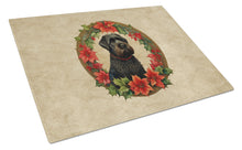 Load image into Gallery viewer, Black Russian Terrier Christmas Flowers Glass Cutting Boards – Durable, Decorative Kitchen Art