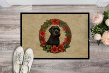 Load image into Gallery viewer, Black Russian Terrier Christmas Flowers Doormat