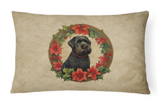 Load image into Gallery viewer, Black Russian Terrier Christmas Flowers Throw Pillow