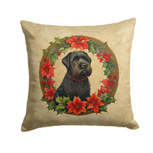 Load image into Gallery viewer, Black Russian Terrier Christmas Flowers Throw Pillow