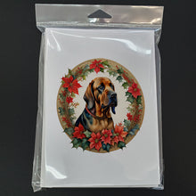 Load image into Gallery viewer, Bloodhound Christmas Flowers Greeting Cards - Blank Note Cards – 8-Pack of Artist-Designed Cards with Envelopes