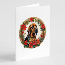 Load image into Gallery viewer, Bloodhound Christmas Flowers Greeting Cards - Blank Note Cards – 8-Pack of Artist-Designed Cards with Envelopes