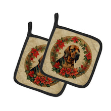 Load image into Gallery viewer, Bloodhound Christmas Flowers Pot Holders - Set of 2 Decorative Kitchen Helpers | Made in the USA