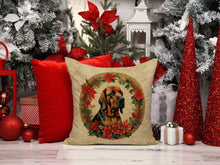 Load image into Gallery viewer, Bloodhound Christmas Flowers Throw Pillow