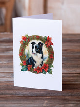 Load image into Gallery viewer, Border Collie Christmas Flowers Greeting Cards - Blank Note Cards – 8-Pack of Artist-Designed Cards with Envelopes