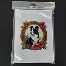 Load image into Gallery viewer, Border Collie Christmas Flowers Greeting Cards - Blank Note Cards – 8-Pack of Artist-Designed Cards with Envelopes