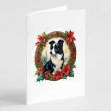 Load image into Gallery viewer, Border Collie Christmas Flowers Greeting Cards - Blank Note Cards – 8-Pack of Artist-Designed Cards with Envelopes
