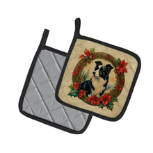Load image into Gallery viewer, Border Collie Christmas Flowers Pot Holders - Set of 2 Decorative Kitchen Helpers | Made in the USA