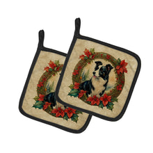 Load image into Gallery viewer, Border Collie Christmas Flowers Pot Holders - Set of 2 Decorative Kitchen Helpers | Made in the USA