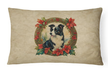 Load image into Gallery viewer, Border Collie Christmas Flowers Throw Pillow