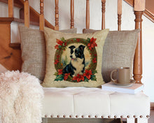 Load image into Gallery viewer, Border Collie Christmas Flowers Throw Pillow - 14x14 Decorative Pillow – Art for Your Home &amp; Patio