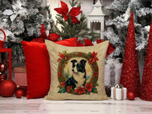 Load image into Gallery viewer, Border Collie Christmas Flowers Throw Pillow
