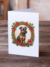 Load image into Gallery viewer, Border Terrier Christmas Flowers Greeting Cards - Blank Note Cards – 8-Pack of Artist-Designed Cards with Envelopes