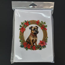 Load image into Gallery viewer, Border Terrier Christmas Flowers Greeting Cards - Blank Note Cards – 8-Pack of Artist-Designed Cards with Envelopes