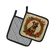 Load image into Gallery viewer, Border Terrier Christmas Flowers Pot Holders - Set of 2 Decorative Kitchen Helpers | Made in the USA