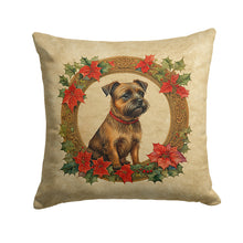 Load image into Gallery viewer, Border Terrier Christmas Flowers Throw Pillow