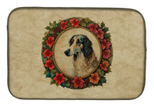 Load image into Gallery viewer, Borzoi Christmas Flowers Dish Drying Mat