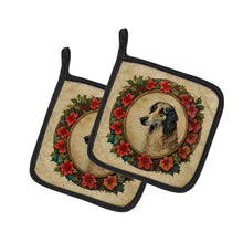Load image into Gallery viewer, Borzoi Christmas Flowers Pot Holders - Set of 2 Decorative Kitchen Helpers | Made in the USA