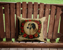 Load image into Gallery viewer, Borzoi Christmas Flowers Throw Pillow - 14x14 Decorative Pillow – Art for Your Home &amp; Patio